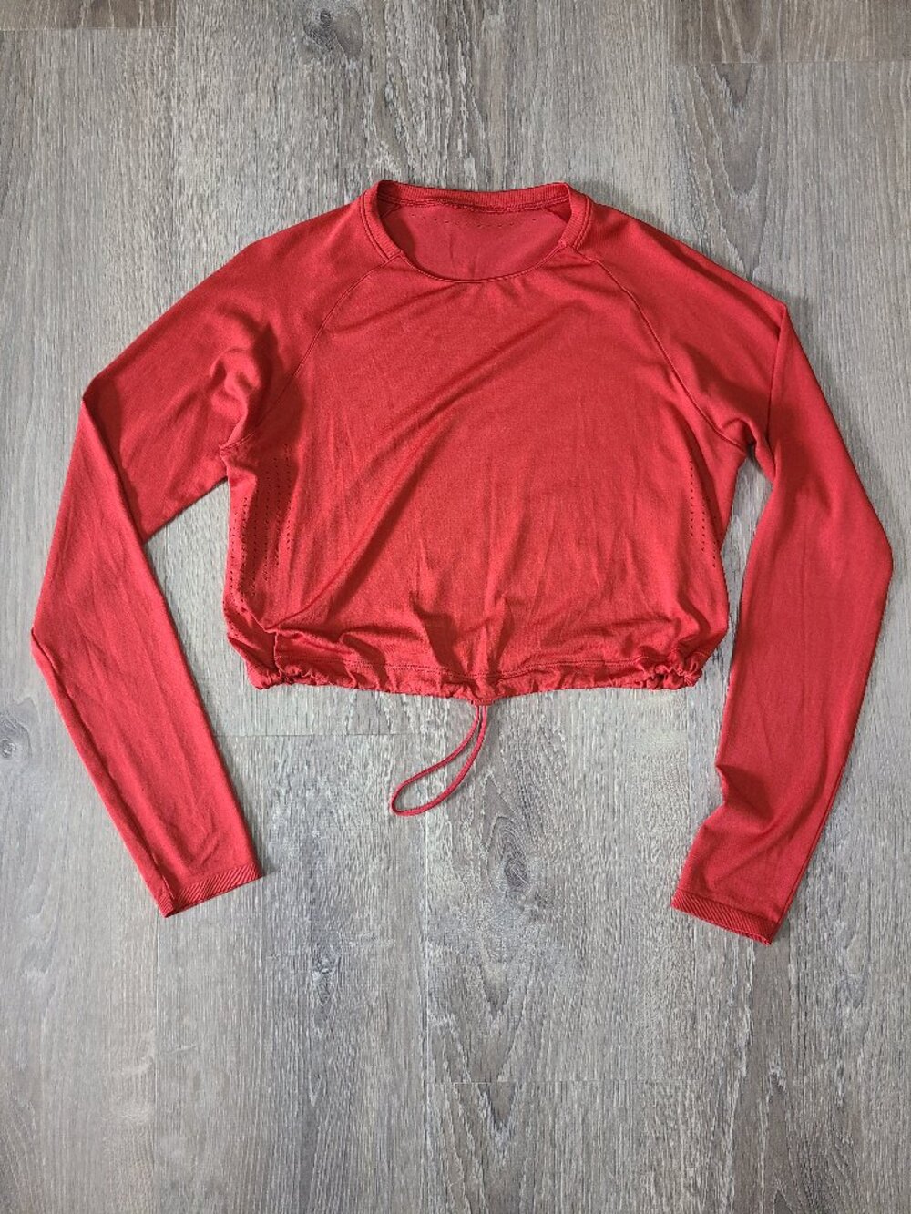 Gymshark Sweat Seamless Long Sleeve Cinch Drawstring Crop Top Salsa Red - Best M